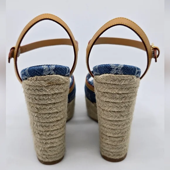Louis Vuitton Monogram Denim Wedges - Picture 6 of 11